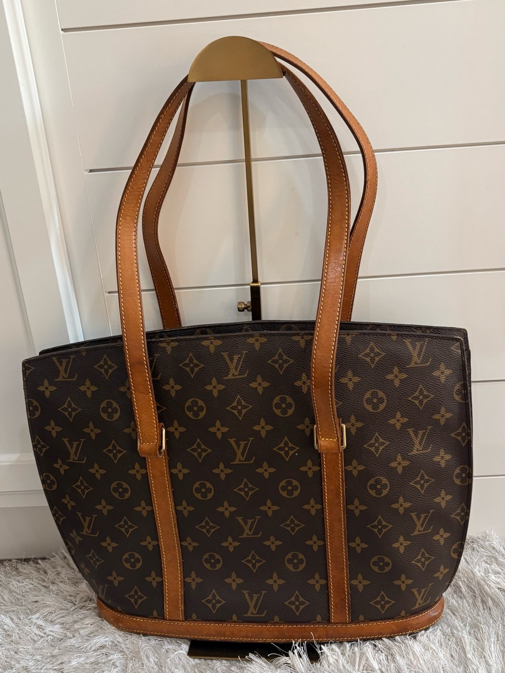 Louis Vuitton Brown Monogram Canvas Tote with Tan Leather Trim - Picture 2 of 13